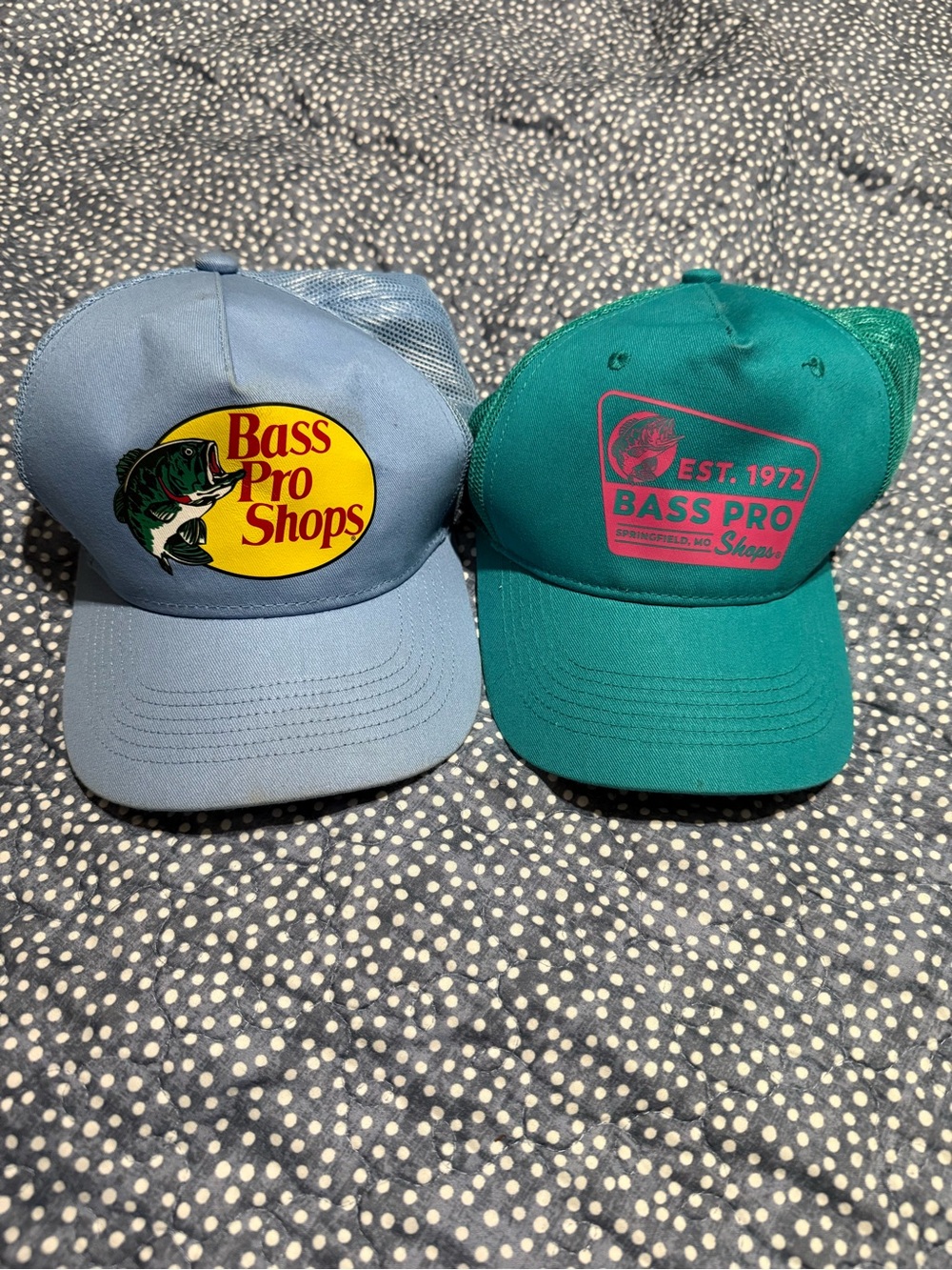 Bass Pro Shops Blue and Teal Trucker Hats Set